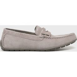 Calvin Klein - Mokasyny. Szare mokasyny męskie Calvin Klein, ze skóry, z okrągłym noskiem. W wyprzedaży za 329,90 zł.