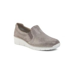 RIEKER 53766-41. Szare półbuty damskie Rieker, ze skóry. Za 239,99 zł.