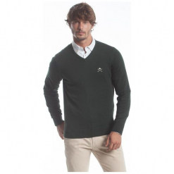 Polo Club C.H..A Sweter Męski M Ciemnozielony. Czarne swetry klasyczne męskie Polo Club C.H..A, m, dekolt w kształcie v. W wyprzedaży za 259,00 zł.