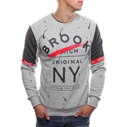 Bluza męska z nadrukiem szara Recea. Szare bluzy męskie Recea, xl, z nadrukiem, z bawełny, z kapturem, bez rękawów, bez kaptura. Za 49,99 zł.