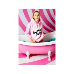 Różowa bluza z kapturem Bubble Gum. Różowe bluzy damskie ŁAP NAS, s, z nadrukiem, z bawełny, bez rękawów, z kapturem. Za 159,00 zł.