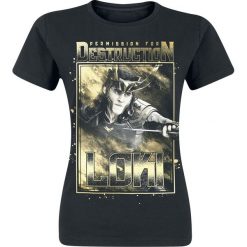 Thor Loki - Permisson For Destruction Koszulka damska czarny. Czarne bluzki z odkrytymi ramionami marki Thor, s, z nadrukiem, z okrągłym kołnierzem, z krótkim rękawem. Za 74,90 zł.