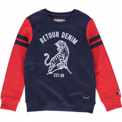 Bluza w kolorze granatowym. Niebieskie bluzy niemowlęce Retour Denim de Luxe, z nadrukiem. W wyprzedaży za 125,95 zł.