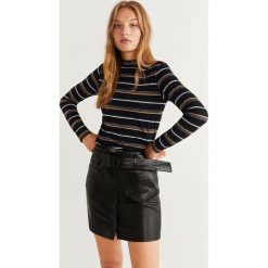 Mango - Longsleeve Luri. Czarne bluzki damskie Mango, s, bez wzorów, z elastanu, z golfem. Za 79,90 zł.