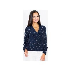 Bluzka M371 Granat. Niebieskie bluzki damskie FIGL, xl, bez wzorów, z materiału, klasyczne, z klasycznym kołnierzykiem, z długim rękawem. Za 89,00 zł.