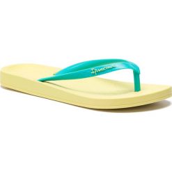 Japonki IPANEMA - Anatomica Tan Fem 81030 Yellow/Blue 24100. Niebieskie klapki damskie Ipanema, bez wzorów, z tworzywa sztucznego, bez obcasa. Za 54,99 zł.