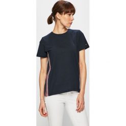 Tommy Hilfiger - Top. Niebieskie bluzki damskie TOMMY HILFIGER, s, bez wzorów, z bawełny, z okrągłym kołnierzem. W wyprzedaży za 159,90 zł.