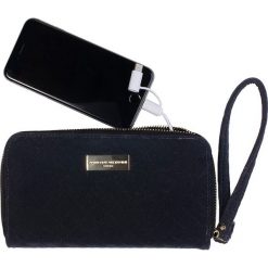 Portfele damskie: Portfel w kolorze czarnym z powerbankiem – 20,5 x 12 cm