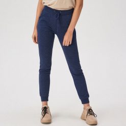Spodnie jogger z wiązaniem w pasie - Granatowy. Niebieskie spodnie damskie Sinsay, xl. Za 29,99 zł.