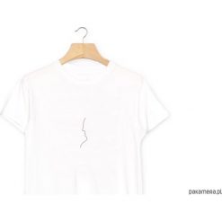Twarze T-Shirt Koszulka Biała Czarna Linie. Białe bralety Pakamera, l, z bawełny. Za 75,00 zł.
