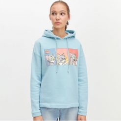 Bluza Tom & Jerry - Turkusowy. Niebieskie bluzy damskie Reserved, s, bez wzorów, bez rękawów, bez kaptura. Za 99,99 zł.