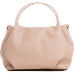 Shopper bag damskie: Skórzana torebka w kolorze jasnoróżowym – 28 x 18 x 25 cm