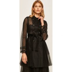 Red Valentino - Płaszcz. Czarne kurtki damskie Red Valentino, w paski, z materiału. Za 3199,00 zł.