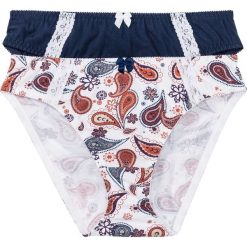 Figi (2 pary) bonprix z nadrukiem + indygo. Pomarańczowe figi damskie marki bonprix, z nadrukiem, z koronki. Za 35,98 zł.