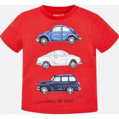 Mayoral - T-shirt dziecięcy 68-98 cm. Czerwone t-shirty męskie marki Mayoral, z nadrukiem, z bawełny, z okrągłym kołnierzem. Za 54,90 zł.