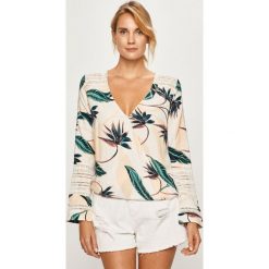 Roxy - Bluzka. Niebieskie bluzki damskie Roxy, s, z haftami, z bawełny, bez kołnierzyka, z długim rękawem. W wyprzedaży za 199,90 zł.