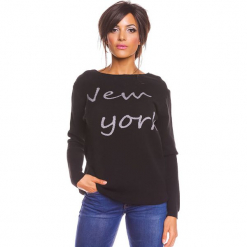 Sweter "New York" w kolorze czarnym. Czarne swetry klasyczne damskie marki So Cachemire, s, z kaszmiru, z dekoltem w łódkę. W wyprzedaży za 173,95 zł.