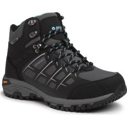 Trekkingi HI-TEC - Masami Mid Wp AVSAW19-HT-01-Q4 Dark Grey/Black/Obuv. Czarne trapery damskie Hi-tec, ze skóry ekologicznej, bez obcasa, bez zapięcia. W wyprzedaży za 269,00 zł.