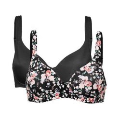 Cellbes Biustonosz Sara 2 Pack w kwiaty czarny female ze wzorem/czarny 80C. Czarne biustonosze sportowe damskie Cellbes, w kwiaty. Za 159,00 zł.