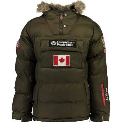Kurtka zimowa "Borneak" w kolorze khaki. Brązowe kurtki chłopięce Canadian Peak, na zimę, bez wzorów, bez kaptura. W wyprzedaży za 249,95 zł.