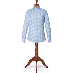 Koszula w Kratę Clyde. Niebieskie koszule męskie LANCERTO, na zimę, s, w kratkę, z bawełny, eleganckie, z włoskim kołnierzykiem, bez rękawów. Za 299,00 zł.