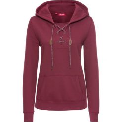 Bluzy damskie: Bluza ze sznurowaniem i kapturem, długi rękaw bonprix purpurowy