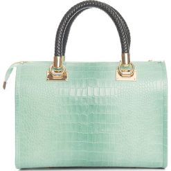 Torebki klasyczne damskie: Skórzana torebka w kolorze miętowym – 44 x 38 x 16 cm