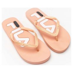 Modne Japonki Fila TROY SLIPPER WMN 71B. Fioletowe klapki damskie Molly.pl, bez wzorów, z materiału, bez obcasa. Za 49,00 zł.