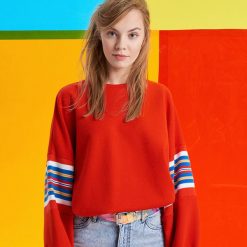 Bluza oversize - Pomarańczowy. Pomarańczowe bluzy damskie Cropp, m, bez wzorów, bez rękawów, bez kaptura. W wyprzedaży za 49,99 zł.