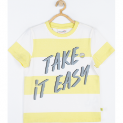 Koszulka. Żółte t-shirty chłopięce LAZY AMAZY, z aplikacjami, z elastanu, z długim rękawem. Za 29,90 zł.
