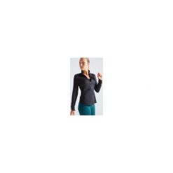 Bluza na zamek fitness kardio 500 damska. Czarne bluzy sportowe damskie DOMYOS, bez wzorów, z elastanu, bez rękawów, bez kaptura, na fitness i siłownię. Za 69,99 zł.