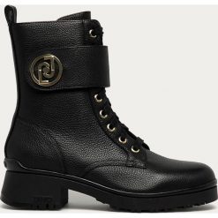 Liu Jo - Workery skórzane. Czarne workery damskie Liu Jo, ze skóry, z okrągłym noskiem, bez obcasa, na obcasie, na zamek. Za 879,90 zł.
