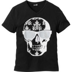 T-shirt Slim Fit bonprix czarny. Czarne t-shirty męskie z nadrukiem bonprix, m. Za 37,99 zł.