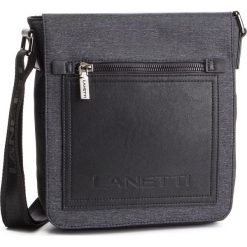 Saszetka LANETTI - RM0857 Black. Czarne torby męskie skórzane Lanetti, bez wzorów, ze skóry ekologicznej, młodzieżowe. Za 99,99 zł.