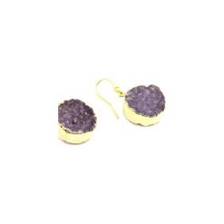 Earrings Okrągłe Agat Lawenda złoto. Fioletowe kolczyki damskie marki Brazi druse jewelry, z agatem, złote. Za 220,00 zł.
