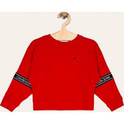 Calvin Klein Jeans - Bluza dziecięca 104-176 cm. Białe bluzy dziewczęce Calvin Klein Jeans, z aplikacjami, z elastanu, bez rękawów, bez kaptura. Za 299,90 zł.