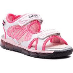 Sandały GEOX - J S. Android G.A J720PA 01454 C0571 D White/Fluo Pink. Różowe sandały dziewczęce marki Geox, ze skóry ekologicznej, bez zapięcia. W wyprzedaży za 179,00 zł.