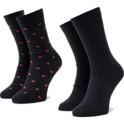 Zestaw 2 par wysokich skarpet unisex WRANGLER - Square Socks W0ZE78114 Navy. Niebieskie skarpetki męskie Wrangler, bez wzorów, z elastanu. Za 39,00 zł.