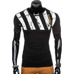 T-shirty męskie: T-SHIRT MĘSKI Z NADRUKIEM S959 - CZARNY