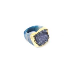 InspiRING Agat Niebieski 1/4 złoto rozmiar 16. Niebieskie pierścionki damskie Brazi druse jewelry, z agatem, złote. Za 320,00 zł.