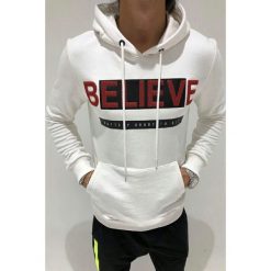 Bluza męska BELIVE. Białe bluzy męskie Bluza męska BELIVE, s, bez wzorów, z kapturem, bez rękawów, z kapturem. W wyprzedaży za 79,00 zł.
