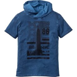T-shirt z szalowym kołnierzem Slim Fit bonprix niebieski "used". Czarne t-shirty męskie z nadrukiem marki bonprix. Za 34,99 zł.