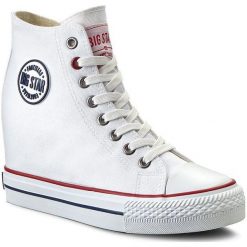 Sneakersy BIG STAR - U274904 White. Białe półbuty damskie marki BIG STAR, bez wzorów, z gumy, retro, bez obcasa, na koturnie, bez zapięcia. W wyprzedaży za 89,00 zł.