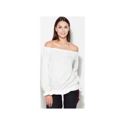 Bluzka K133 Ecru. Brązowe bluzki damskie KATRUS, xl, bez wzorów, bez kołnierzyka, z długim rękawem. Za 89,00 zł.
