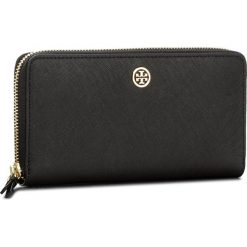 Duży Portfel Damski TORY BURCH - Robinson Zip Continental Wallet 45254 Black/Navy 018. Czarne portfele damskie Tory Burch, bez wzorów, ze skóry. W wyprzedaży za 599,00 zł.