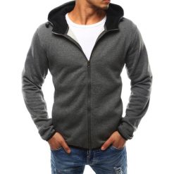 Bluzy męskie: Bluza męska z kapturem rozpinana antracytowa (bx2395)