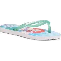 Japonki HAVAIANAS - Kids Slim Princess 41233287821 White/Green Clo. Zielone sandały dziewczęce Havaianas, z tworzywa sztucznego, bez zapięcia. Za 69,00 zł.