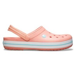 Crocs Sandały Crocband Melon/Ice Blue m9/w11 (42,5). Różowe klapki damskie Crocs, w paski, bez obcasa. Za 229,00 zł.