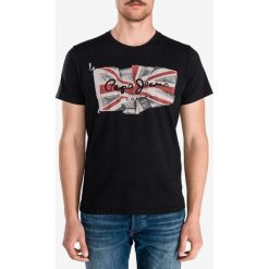 Pepe Jeans Flag Koszulka Czarny. Czarne podkoszulki męskie Pepe Jeans, l, z nadrukiem, z bawełny, bez kołnierzyka, krótkie. Za 140,95 zł.