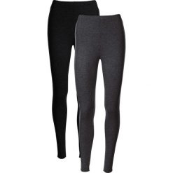 Legginsy ze stretchem (2 pary w opak.) bonprix antracytowy melanż + czarny. Szare spodnie damskie bonprix, z gumy. Za 69,98 zł.